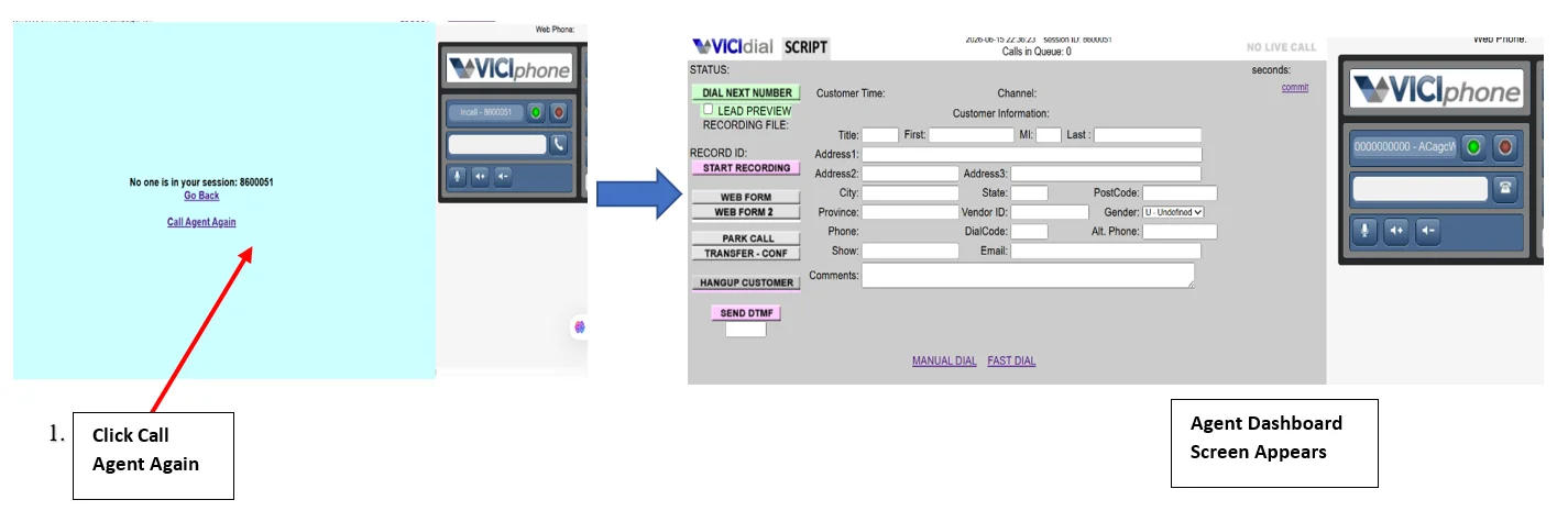 Agent dashboard showing inbound call readiness